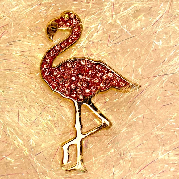 Pink Flamingo Crystal Brooch - Picture 8 of 10